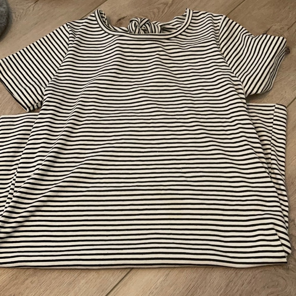 Navy and cream stripped dress